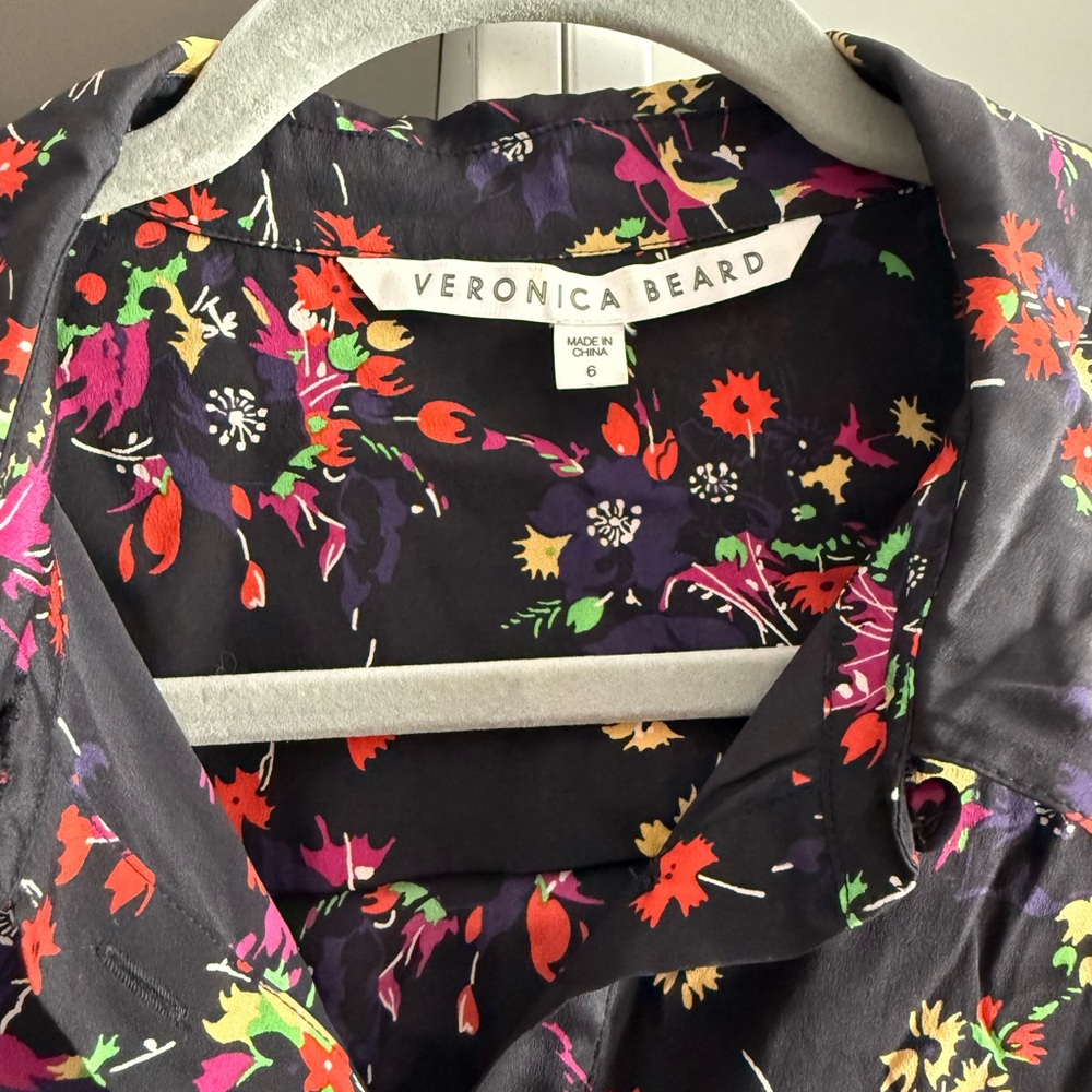 Veronica Beard Silk Black Floral Blouse - Picture 3 of 6